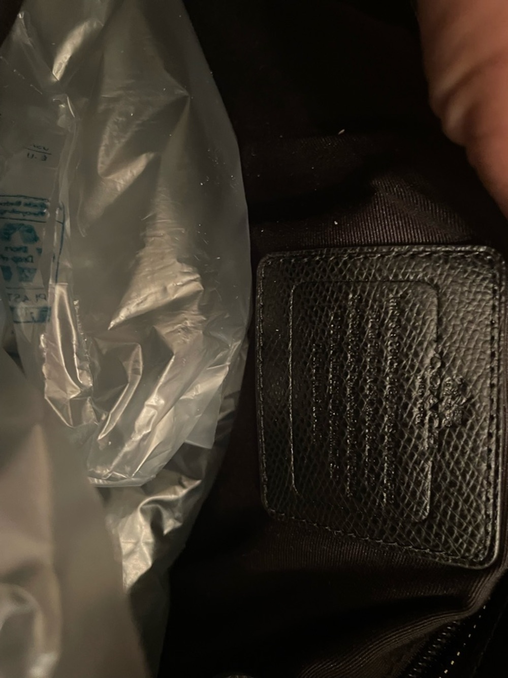 Coach Black and Cream Striped Leather Card Case with Silver Logo